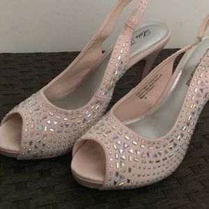 Lulu Townsend pink open toe heels